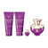 Versace Dylan Purple Набор (парфюмерная вода 100 мл + парфюмерная вода 5 мл + гель для душа 100 мл + лосьон для тела 100 мл) для женщин