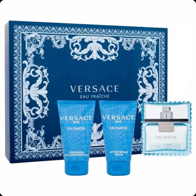 Versace Versace Man Eau Fraiche Набор (туалетная вода 50 мл + гель для душа 50 мл + бальзам после бритья 50 мл) для мужчин