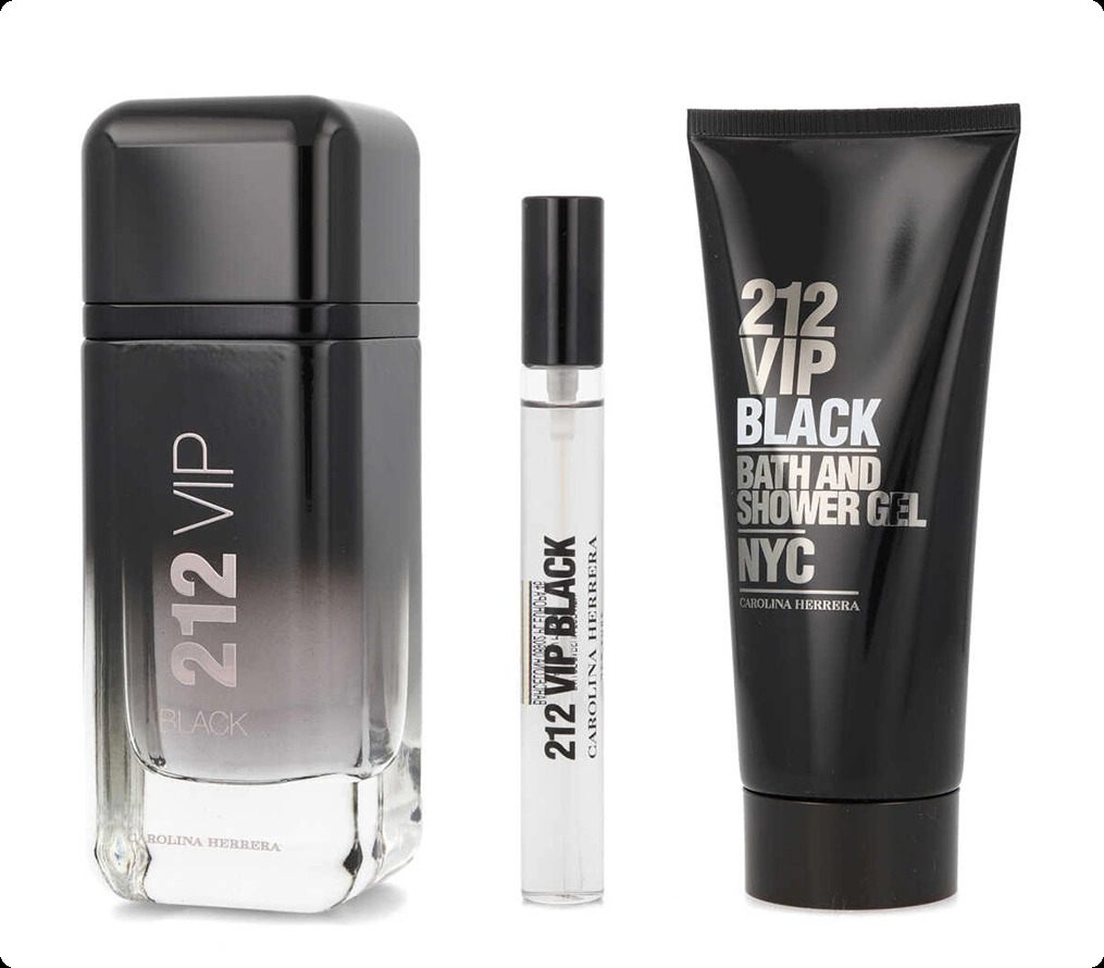 Carolina Herrera 212 VIP Black Набор (парфюмерная вода 100 мл + парфюмерная вода 10 мл + гель для душа 100 мл) для мужчин