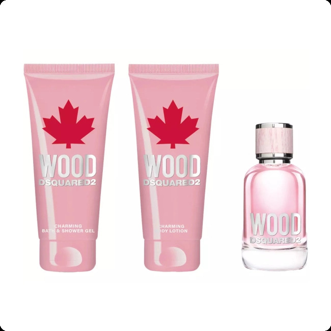 Dsquared 2 Wood for Her Набор (туалетная вода 50 мл + гель для душа 100 мл + лосьон для тела 100 мл) для женщин