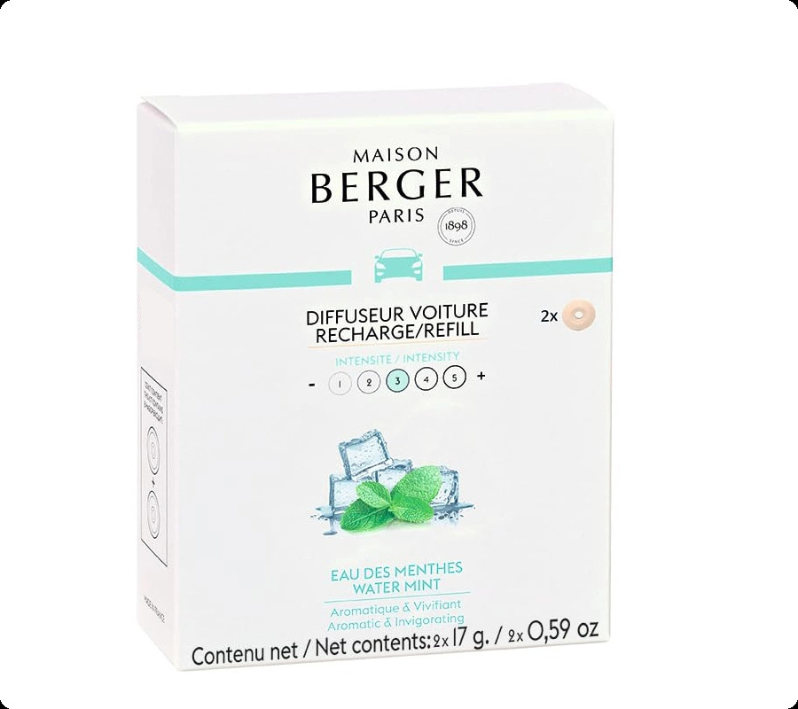 Maison Berger Water Mint Набор (аромадиффузор для авто 17 мл x 2 шт.) для женщин и мужчин