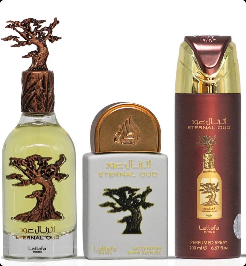 Lattafa Perfumes Eternal Oud Набор (парфюмерная вода 100 мл + парфюмерная вода 20 мл + дезодорант-спрей 200 мл) для женщин и мужчин