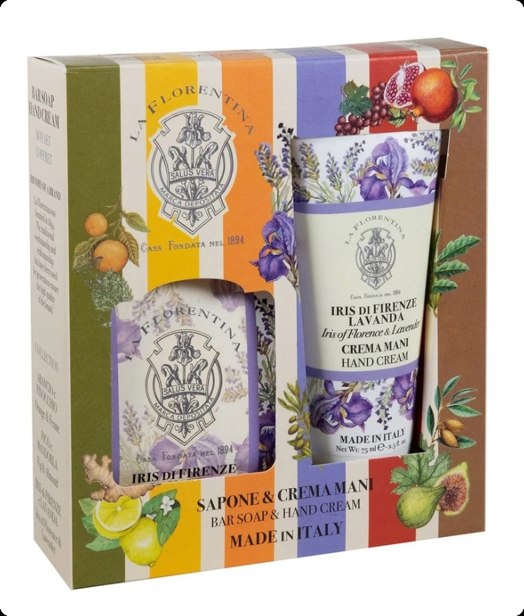 La Florentina Iris of Florence and Lavender Набор (мыло 106 гр + крем для рук 75 мл) для женщин и мужчин