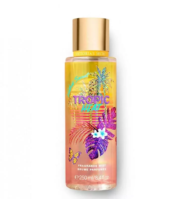 Тепло тропик. Спрей Виктория Сикрет Tropic Heat. Victoria's Secret парфюмированный спрей для тела, Tropic Heat, 250 мл. Мист для тела Виктория Сикрет. Парфюмированный спрей для тела Виктория Сикрет.