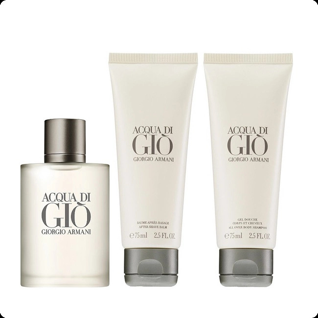 Giorgio Armani Acqua Di Gio Набор (туалетная вода 100 мл + гель для душа 75 мл + бальзам после бритья 75 мл) для мужчин