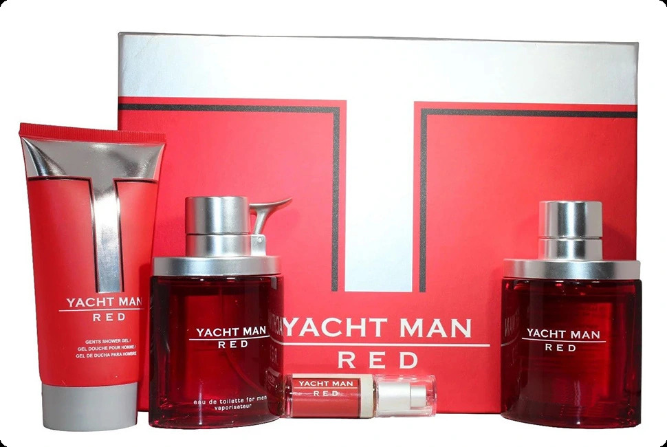 Myrurgia Yacht Man Red Набор (туалетная вода 100 мл + туалетная вода 10 мл + гель для душа 150 мл + лосьон после бритья 100 мл) для мужчин