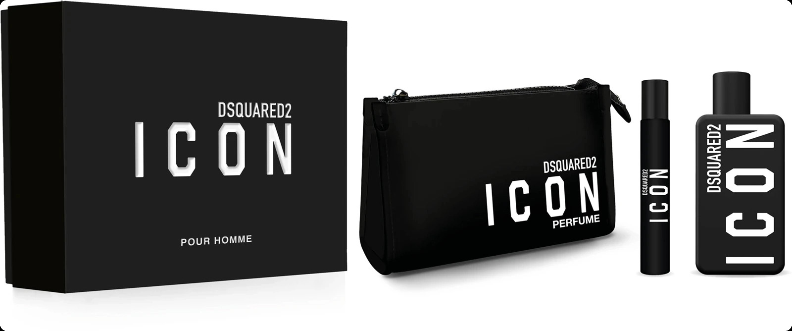 Dsquared 2 Icon Pour Homme Набор (парфюмерная вода 100 мл + парфюмерная вода 10 мл + косметичка) для мужчин