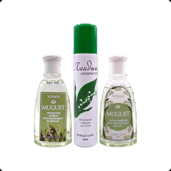 Nouvelle Etoile Ландыш Набор (дезодорант-спрей 75 мл + шампунь 100 мл + лосьон для лица 100 мл) для мужчин