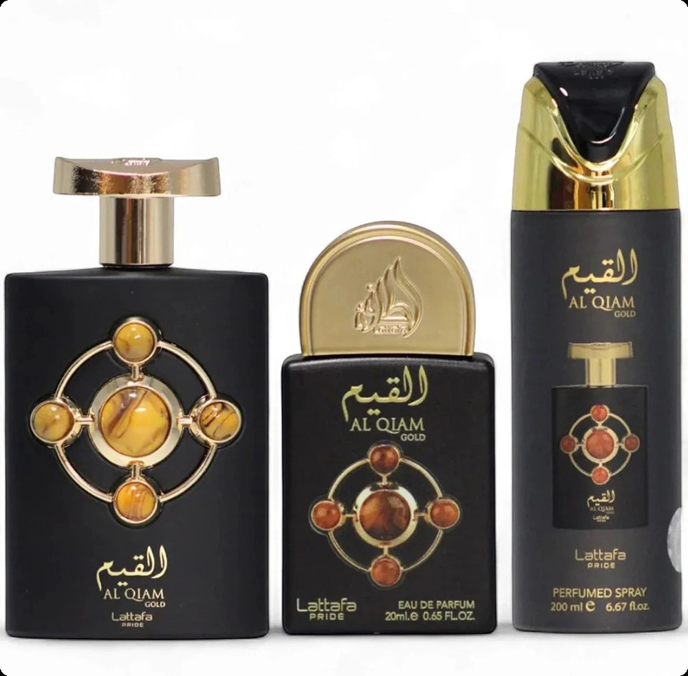 Lattafa Perfumes Al Qiam Gold Набор (парфюмерная вода 100 мл + парфюмерная вода 20 мл + дезодорант-спрей 200 мл) для женщин и мужчин