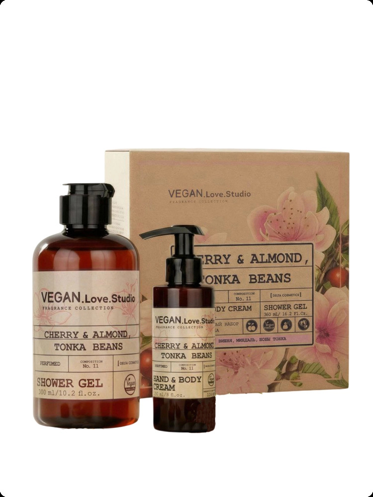 Delta Parfum Cherry and Almond Tonka Bean Набор (гель для душа 300 мл + крем для тела 150 мл) для женщин и мужчин