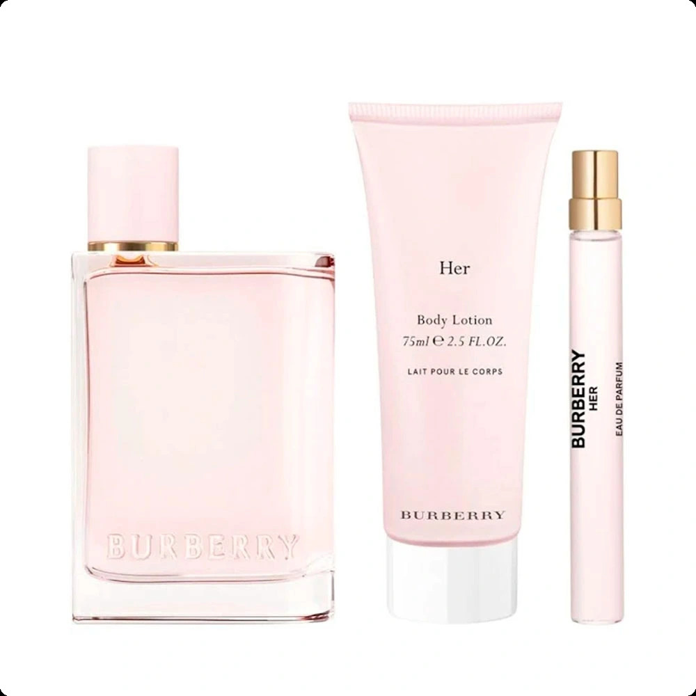 Burberry Burberry Her Набор (парфюмерная вода 100 мл + парфюмерная вода 10 мл + лосьон для тела 75 мл) для женщин