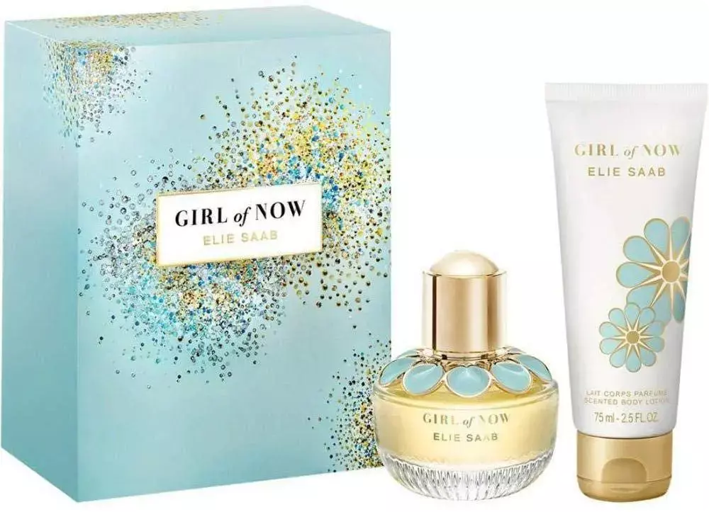 Girl of now parfum. Elie Saab girl of Now 90 ml. Подарочный набор Elie Saab. Парфюм girl of Now Elie Saab. Girl of Now парфюмерный набор Elie Saab.