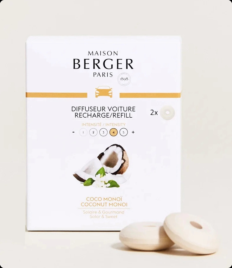 Maison Berger Coconut Monoi Набор (аромадиффузор для авто 17 мл x 2 шт.) для женщин и мужчин