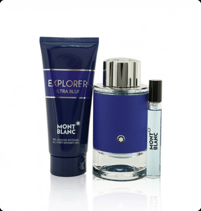 MontBlanc Explorer Ultra Blue Набор (парфюмерная вода 100 мл + парфюмерная вода 7.5 мл + гель для душа 100 мл) для мужчин