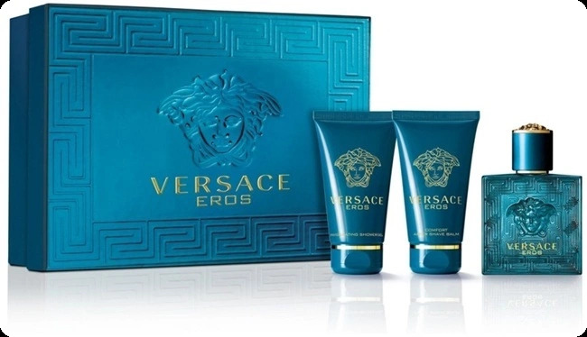 Versace Eros Набор (туалетная вода 50 мл + гель для душа 50 мл + бальзам после бритья 50 мл) для мужчин