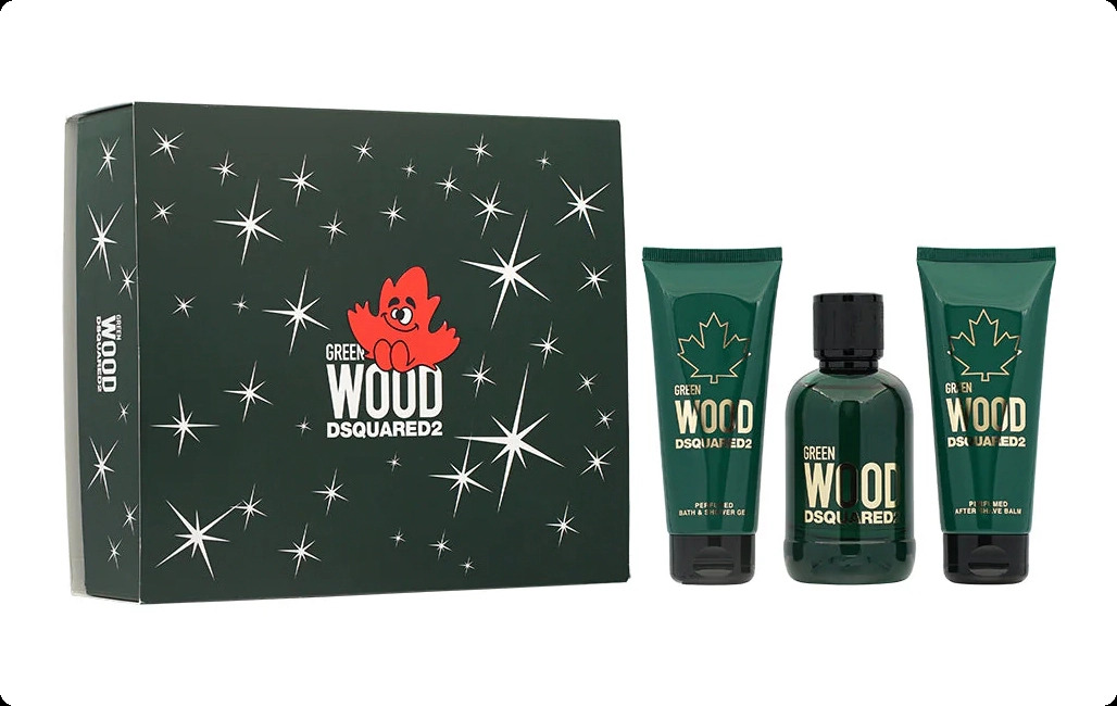 Dsquared 2 Green Wood Набор (туалетная вода 100 мл + гель для душа 100 мл + бальзам после бритья 100 мл) для мужчин