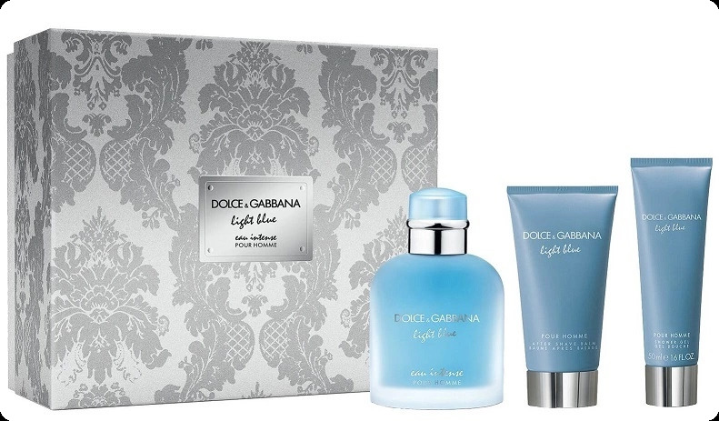 Dolce & Gabbana Light Blue Eau Intense Pour Homme Набор (парфюмерная вода 100 мл + гель для душа 50 мл + бальзам после бритья 75 мл) для мужчин