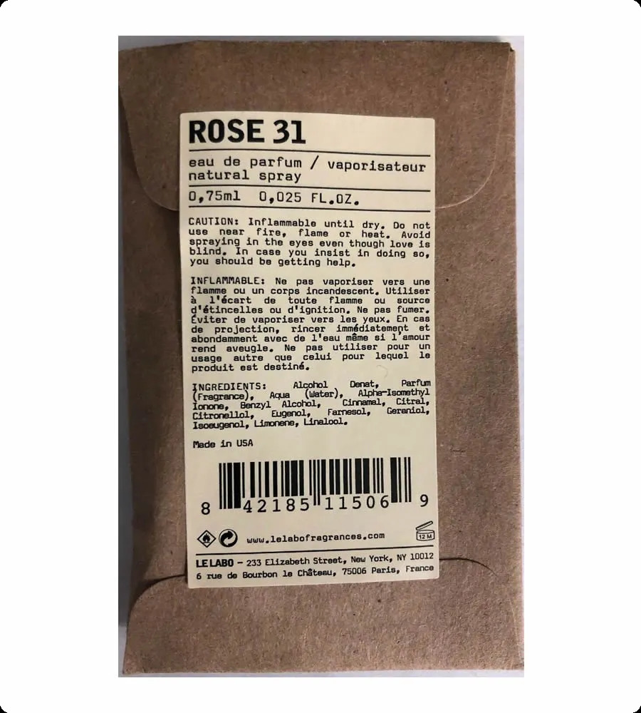 Миниатюра Le Labo Rose 31 Парфюмерная вода 0.75 мл - пробник духов