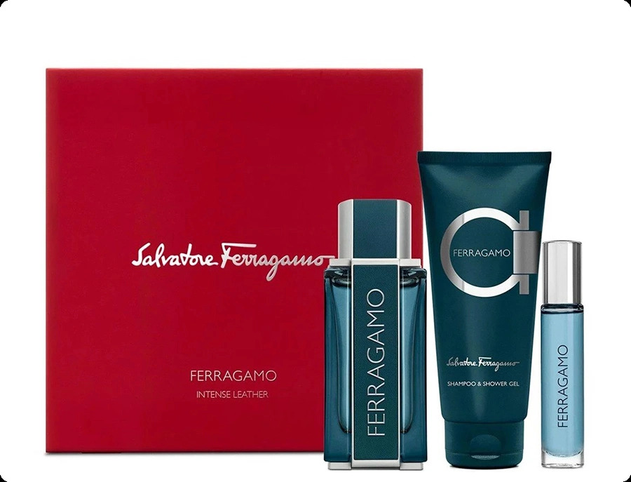 Salvatore Ferragamo Ferragamo Intense Leather Набор (парфюмерная вода 100 мл + парфюмерная вода 10 мл + гель для душа 100 мл) для мужчин