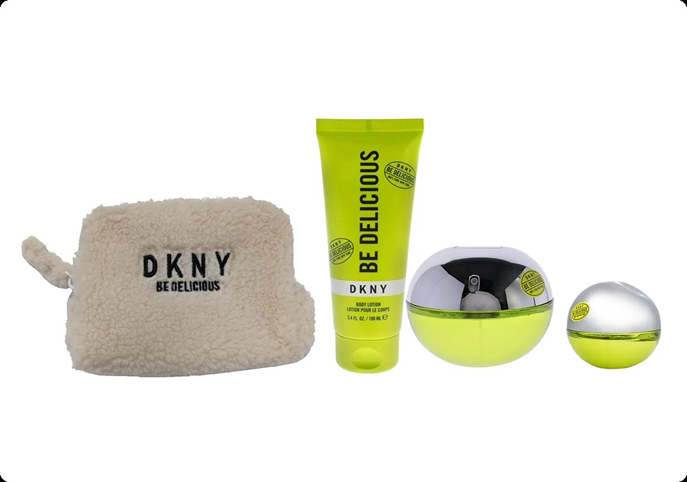 Donna Karan DKNY Be Delicious Набор (парфюмерная вода 100 мл + парфюмерная вода 15 мл + лосьон для тела 100 мл + косметичка) для женщин