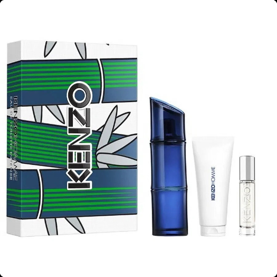 Kenzo Kenzo Homme Eau de Toilette Intense Набор (туалетная вода 110 мл + туалетная вода 10 мл + гель для душа 75 мл) для мужчин