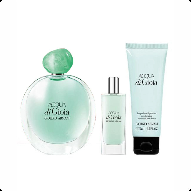 Giorgio Armani Acqua Di Gioia Набор (парфюмерная вода 100 мл + парфюмерная вода 15 мл + лосьон для тела 75 мл) для женщин