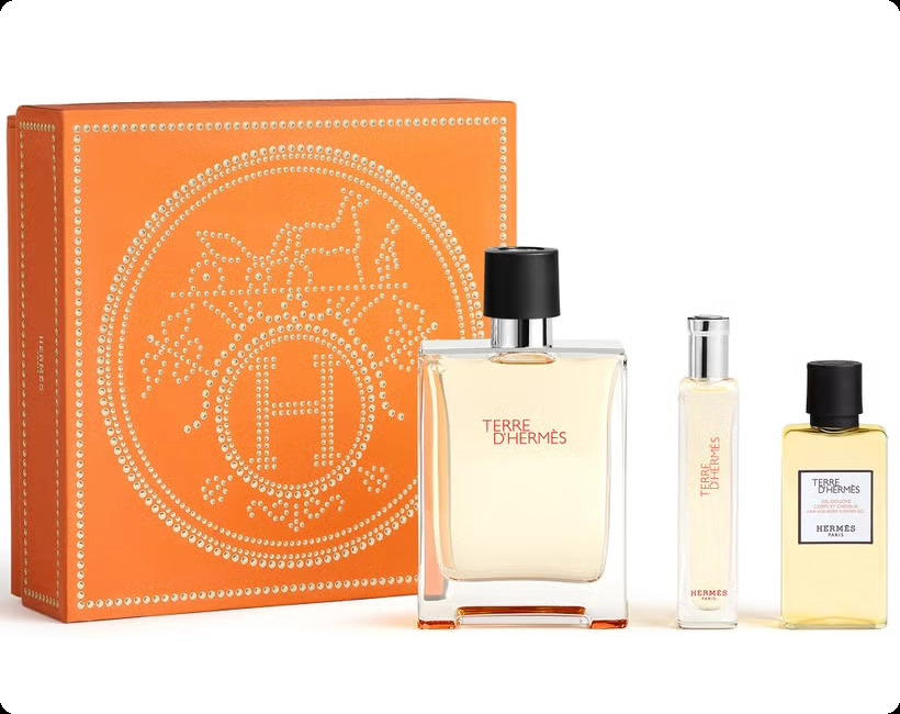 Hermes Terre d Hermes Parfum Набор (духи 75 мл + духи 15 мл + гель для душа 40 мл) для мужчин