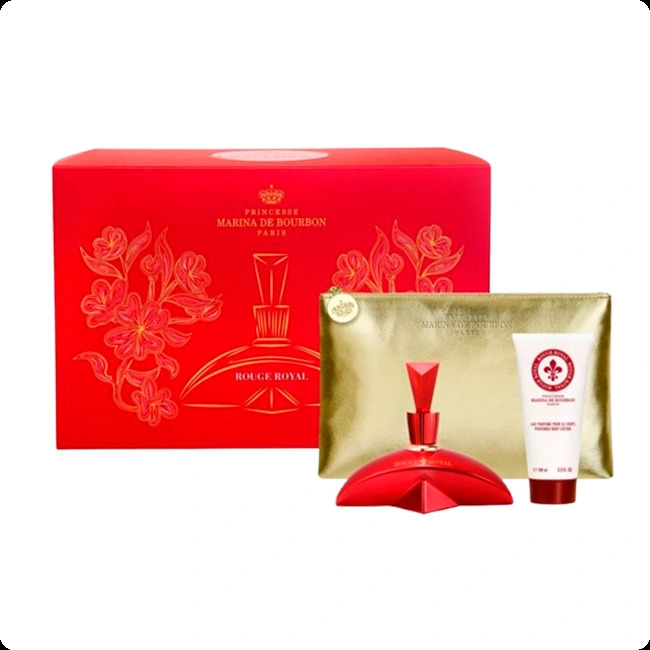 Princesse Marina De Bourbon Rouge Royal Набор (парфюмерная вода 100 мл + лосьон для тела 100 мл + косметичка) для женщин