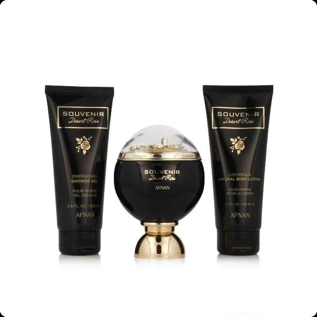 Afnan Souvenir Desert Rose Набор (парфюмерная вода 100 мл + гель для душа 100 мл + лосьон для тела 100 мл) для женщин и мужчин