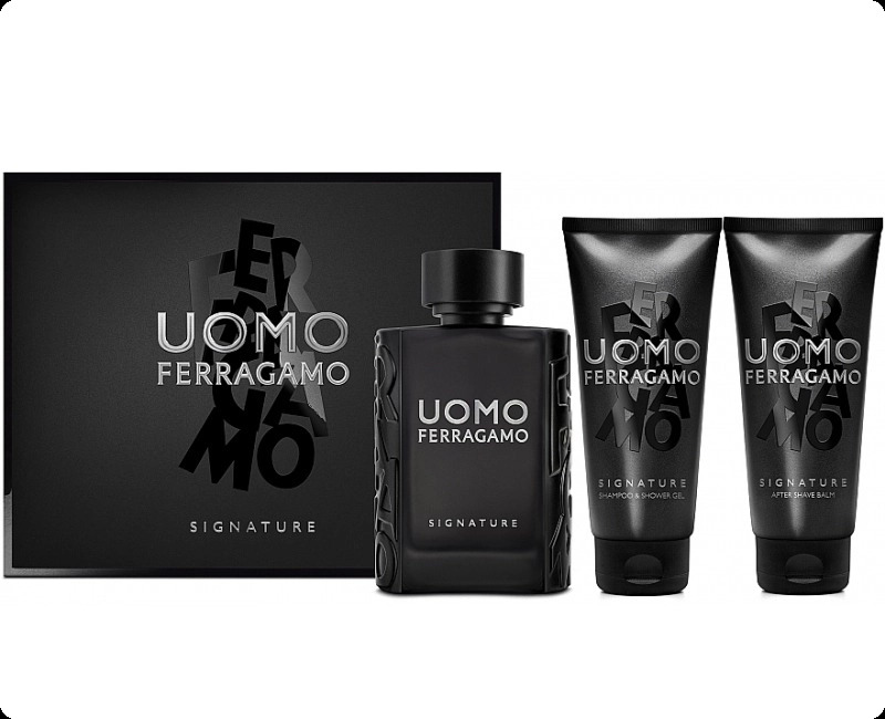 Salvatore Ferragamo Uomo Salvatore Ferragamo Signature Набор (парфюмерная вода 100 мл + гель для душа 100 мл + бальзам после бритья 100 мл) для мужчин