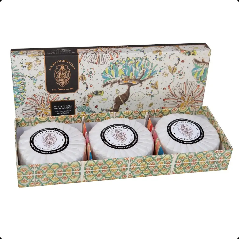 La Florentina Marine Water and Hawthorn Набор (мыло 115 гр x 3 шт.) для женщин и мужчин