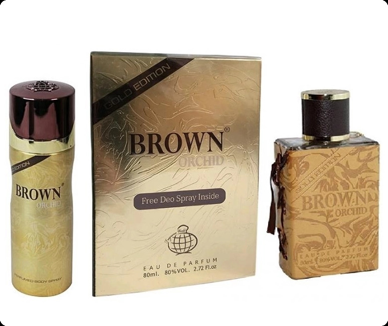 Fragrance World Brown Orchid Gold Edition Набор (парфюмерная вода 80 мл + дезодорант-спрей 50 мл) для мужчин