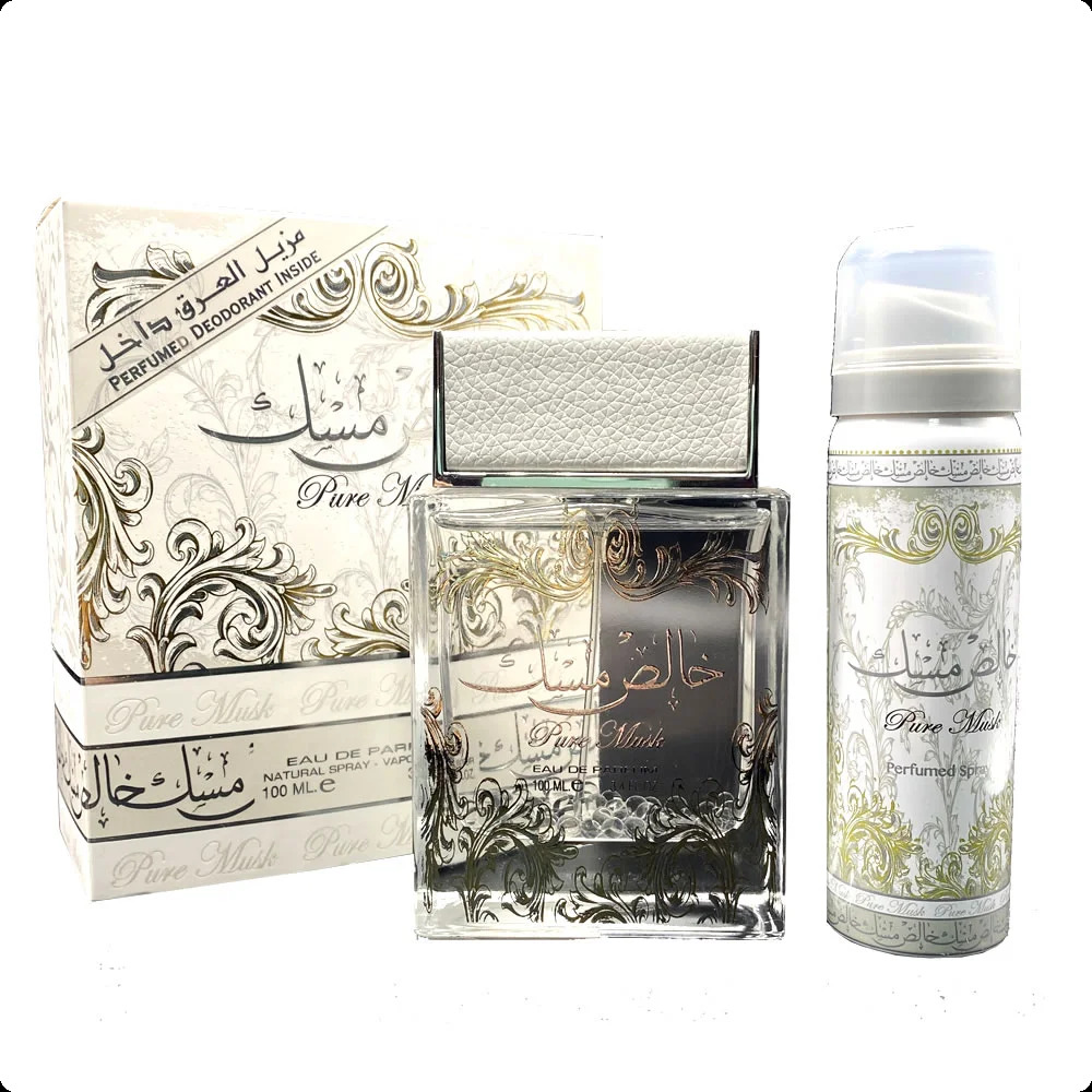 Lattafa Perfumes Pure Musk Набор (парфюмерная вода 100 мл + дезодорант-спрей 50 мл) для женщин и мужчин