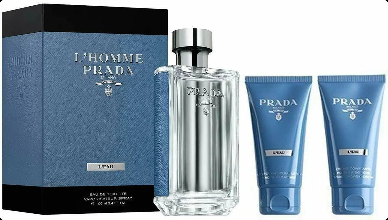 Prada L Homme L Eau Набор (туалетная вода 100 мл + лосьон для тела 75 мл + лосьон после бритья 75 мл) для мужчин
