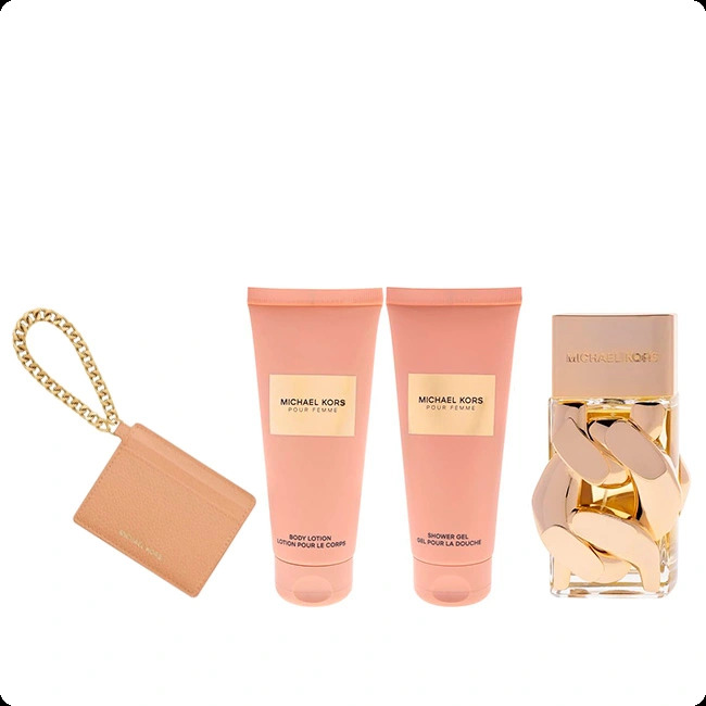 Michael Kors Pour Femme Набор (парфюмерная вода 100 мл + гель для душа 100 мл + лосьон для тела 100 мл + косметичка) для женщин