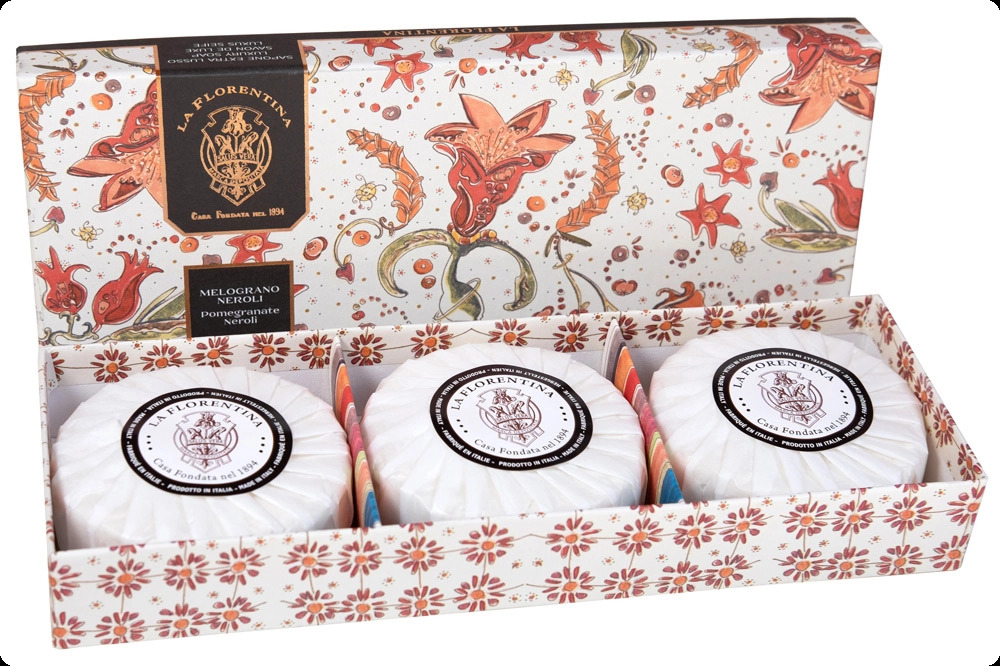 La Florentina Pomegranate and Neroli Набор (мыло 115 гр x 3 шт.) для женщин и мужчин