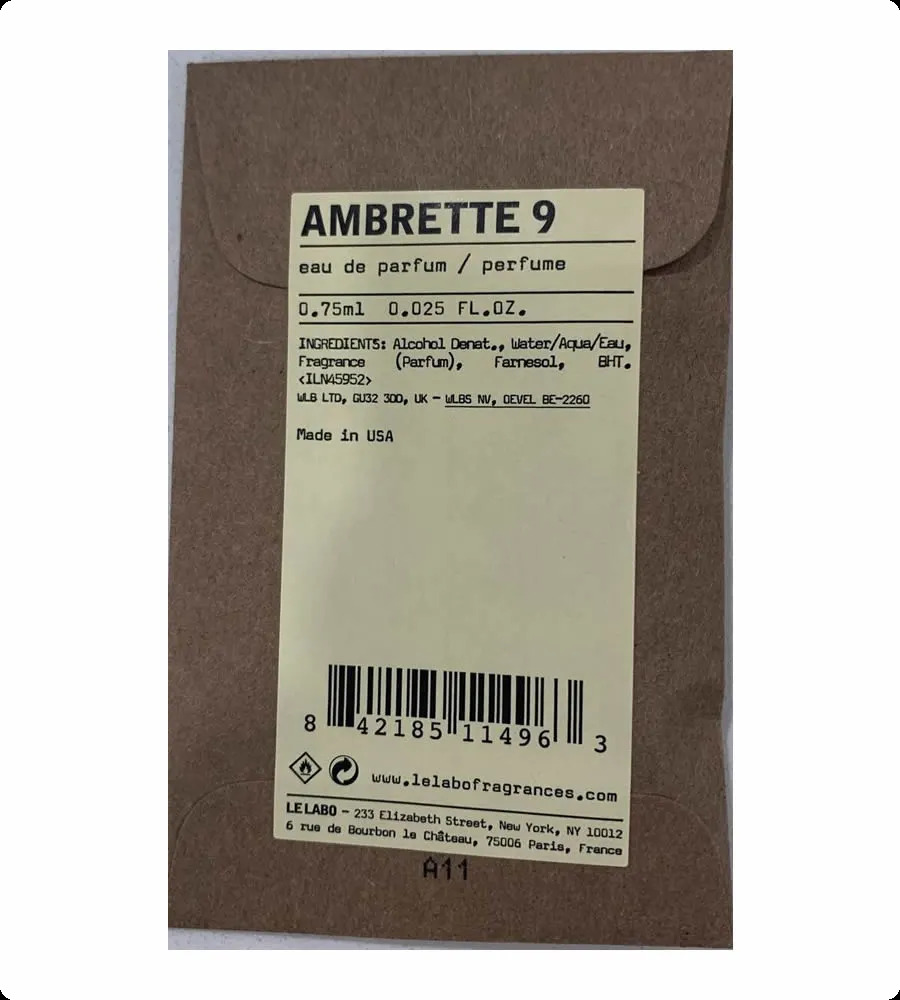 Миниатюра Le Labo Ambrette 9 Парфюмерная вода 0.75 мл - пробник духов