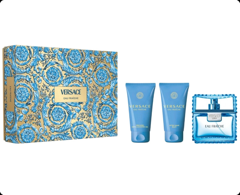 Versace Versace Man Eau Fraiche Набор (туалетная вода 50 мл + гель для душа 50 мл + бальзам после бритья 50 мл) для мужчин