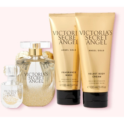 Victoria`s Secret Angel Gold Набор (парфюмерная вода 50 мл + парфюмерная вода 7.5 мл + гель для душа 100 мл + крем для тела 100 мл)