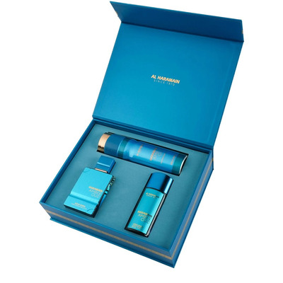 Al Haramain Amber Oud Aqua Dubai Набор (духи 75 мл + духи 30 мл + дезодорант-спрей 200 мл)